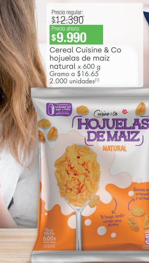 Jumbo Cereal cuisine & co hojuelas de maíz natural x 600 g oferta