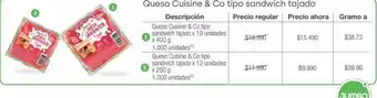 Jumbo Queso cuisine & co tipo sandwich tajado oferta