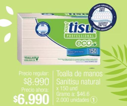 Jumbo Toalla de manos sanitisu natural 150un oferta