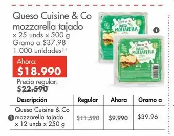 Metro Queso cuisine & co mozzarella tajado oferta