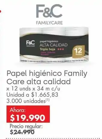 Metro Papel higiénico family care alta calidad oferta