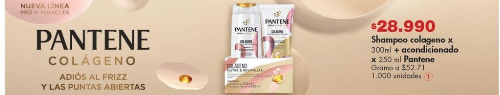 Metro Shampoo colageno x 300ml + acondicionador x 250ml pantene oferta