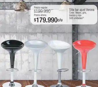Jumbo Silla bar ajust verona color: negro, gris, blanco y rojo oferta