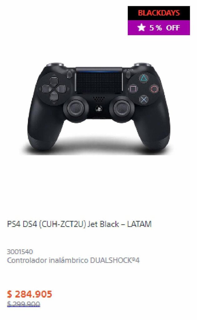 Sony Sony PS4 DS4 (CUH-ZCT2U) Jet Black - LATAM oferta