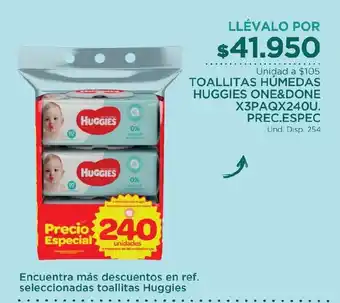 FarmaTodo Huggies One%done Toallitas Humedas x 3 paq x 24 ou.prec,espec oferta