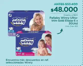 FarmaTodo Winny Pañales Ultra trim Gold Etapa 6 x 30 und oferta