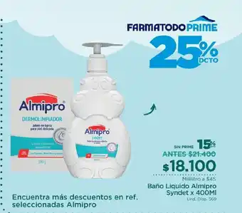 FarmaTodo Almipro Baño Liquido Syndet x 400 ml oferta