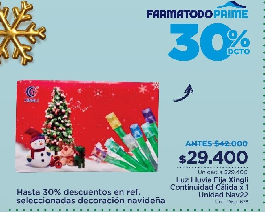 FarmaTodo Luz Lluvia Fija Xingli Continuidad Calida x 1 unidad Nav 22 oferta