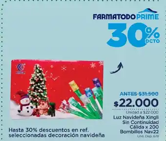 FarmaTodo Luz Navideña Xingli Sin Continuidad Calida x 200 Bombillos Nav22 oferta