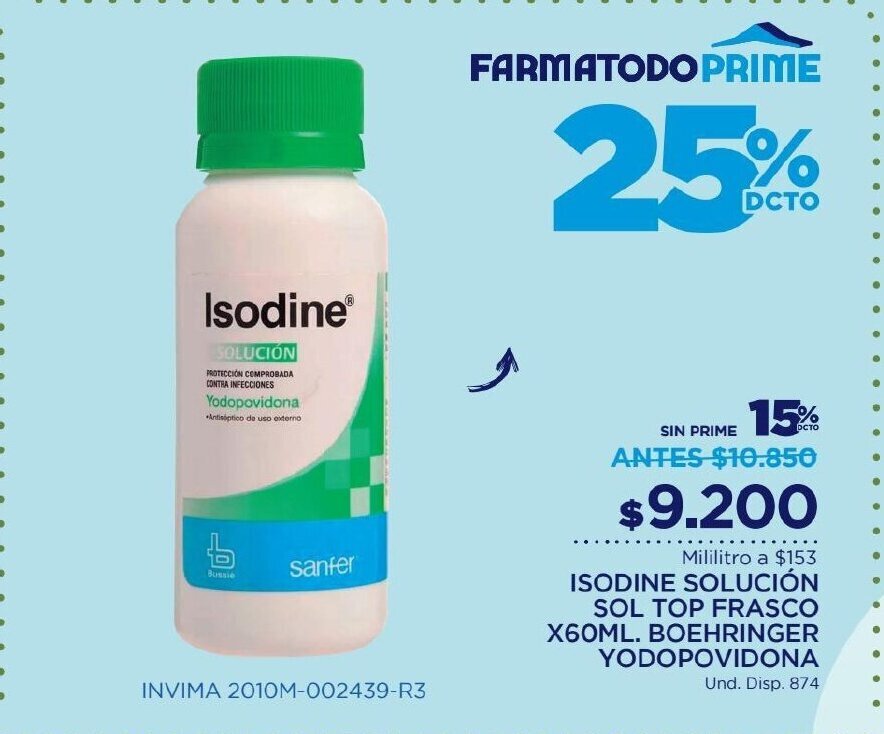 FarmaTodo Isodine Solucion Sol Top Frasco x 60 ml Boehringer Yodopovidona oferta