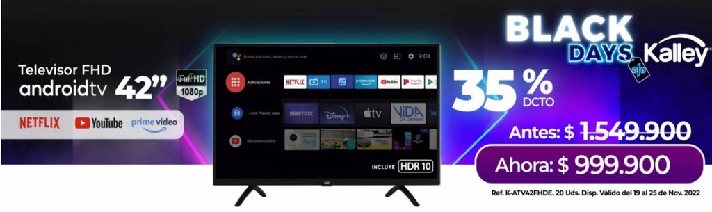 Kalley Televisor FHD androidtv 42" oferta