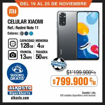 Alkosto Xiaomi Celular Redmi Note 11 oferta