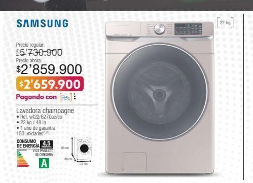 Jumbo Lavadora champagne  samsung oferta