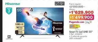 Metro Smart tv led hisense 55" oferta