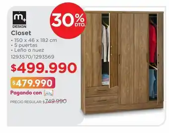 Easy Closet • 150 x 46 x 182 cm • 5 puertas oferta