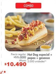 Metro Hot dog especial + papas + gaseosa oferta