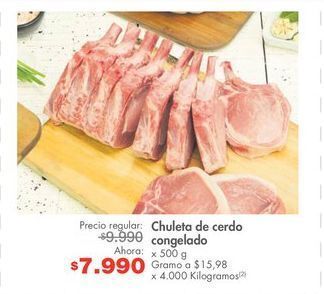 Metro Chuletas de cerdo congelado x 500g oferta