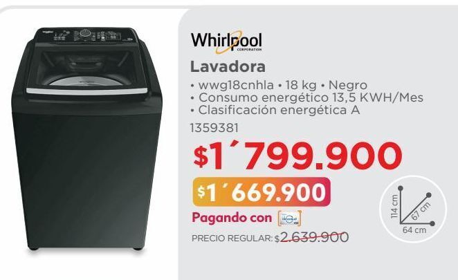 Easy Lavadora • wwg18cnhla • 18 kg • oferta