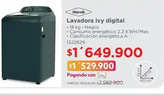 Easy Lavadora ivy digital • 18 kg • negro oferta