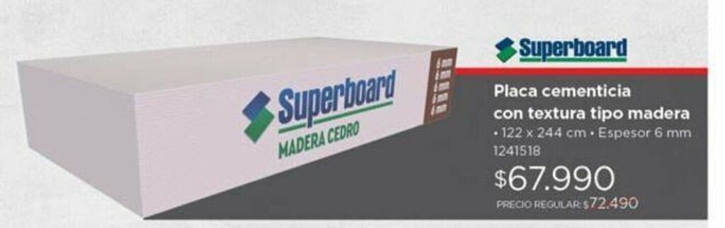 Easy Superboard Placa cementicia con textura tipo madera oferta