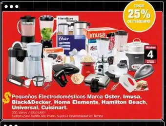 Makro Pequeños Electrodomesticos Marca Oster, Imusa, Black%Decker, Home Elements, Hamilton Beach, Universal, Cuisinart oferta