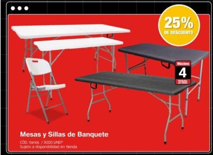 Makro Mesas y SIllas de Banquete oferta