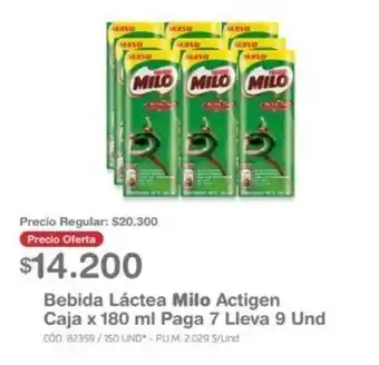 Makro Milo Bebida Láctea Actigen Caja 180ml oferta