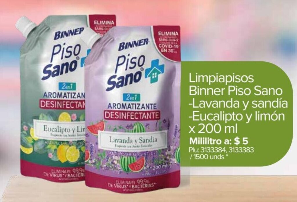 Super Inter Limpiapisos Binner Piso Sano -Lavanda y Sandía -Eucalipto y Limón x 200ml oferta