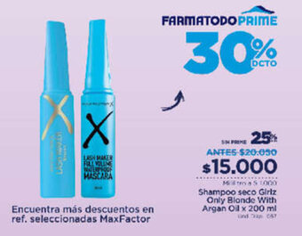 FarmaTodo Shampoo Seco Girlz Only Blonde with Argan Oil x 200ml oferta
