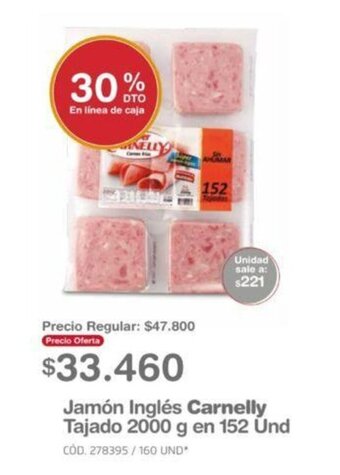Makro Jamón Inglés Carnelly Tajado 2000g en 152 und oferta