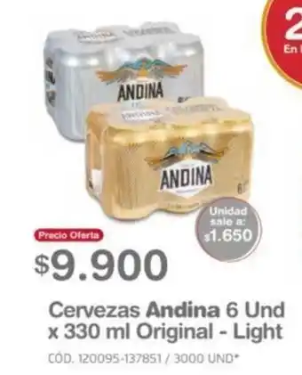 Makro Cervezas Andina 6 und x 330ml Original - Light oferta