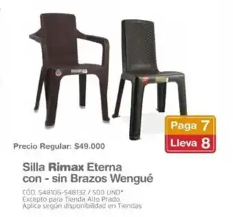 Makro Silla Rimax Eterna con - sin Brazos Wengué oferta