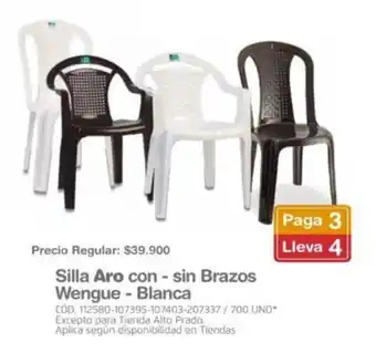 Makro Silla Aro con - sin Brazos Wengue - Blanca oferta