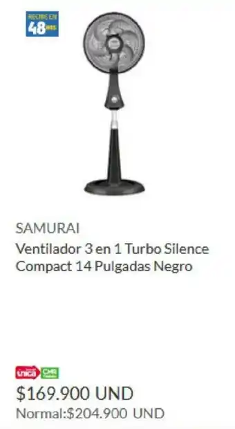 Homecenter Samurai Ventilador 3 en 1 Turbo Silence Compact 14 Pulgadas Negro oferta