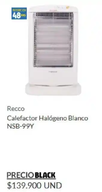 Homecenter Recco Calefactor Halógeno Blanco NSB-99Y oferta
