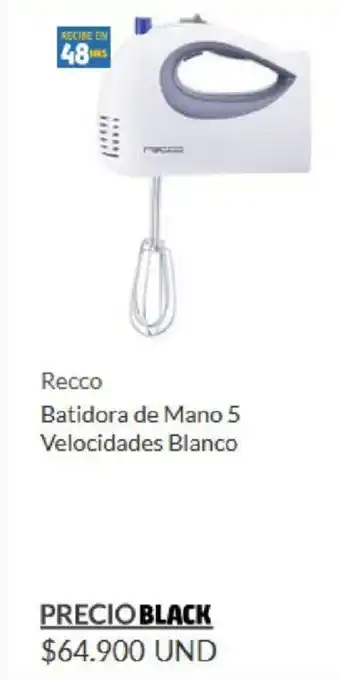 Recco Batidora de Mano 5 Velocidades Blanco
