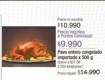 Jumbo Pavo entero congelado x 500g oferta