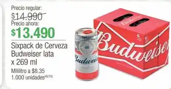 Jumbo Sixpack cerveza budweiser x 269ml oferta