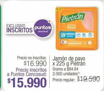 Jumbo Jamón de pavo pietran x 225g oferta
