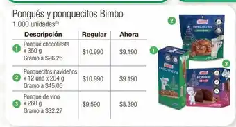 Jumbo Ponqués y ponquecitos bimbo oferta