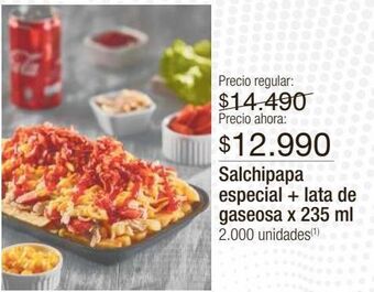 Jumbo Salchipapa especial + lata de gaseosa x 235ml oferta