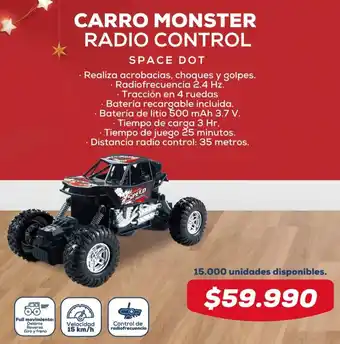 Tiendas D1 Carro Monster Radio COntrol oferta