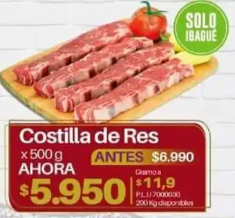 Supermercados Surtiplaza Costilla de Res oferta