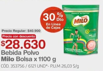 Makro Bebida Polvo Milo Bolsa 1100g oferta