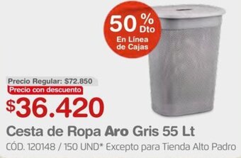 Makro Cesta de Ropa Aro Gris 55L oferta