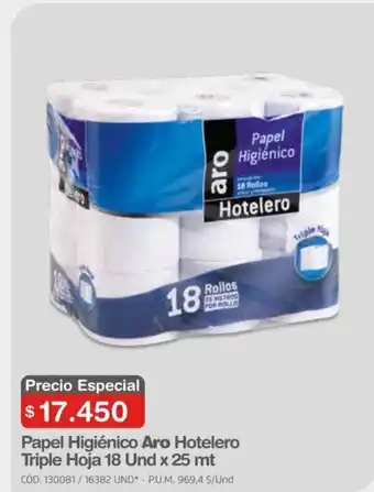 Makro Aro Papel Higienico Hotelero Triple Hoja 18 und x 25 mt oferta