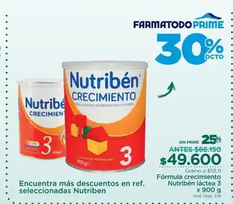 FarmaTodo Nutriben Formula Crecimiento lactea 3 x 900g oferta