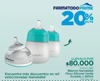 FarmaTodo Nanobebe Biberon flexy Silicona Verde Azulado x 260 ml oferta