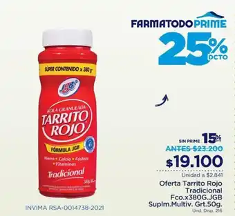 FarmaTodo Tarrito Rojo Tradicional oferta