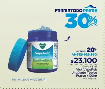 FarmaTodo Vick Vaporub Unguento Topico Frasco x 100gr oferta